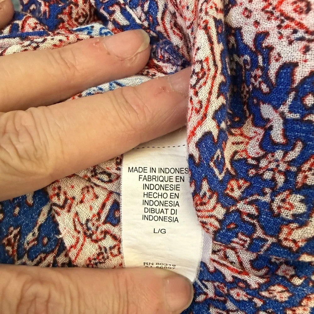 Lucky Brand Boho Mixed Print Tunic | Floral Paisley Viscose Top Size L - Picture 6 of 6